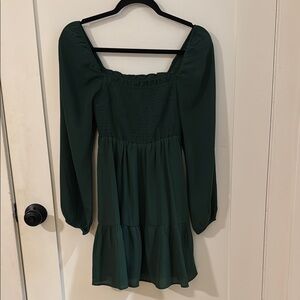 EUC Abercrombie & Fitch Dark Green Long-sleeve Short Dress Size Small